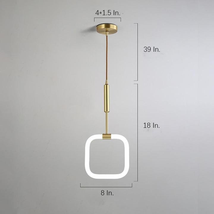 Modern Square Pendant Light with Copper Frame and Acrylic Shade