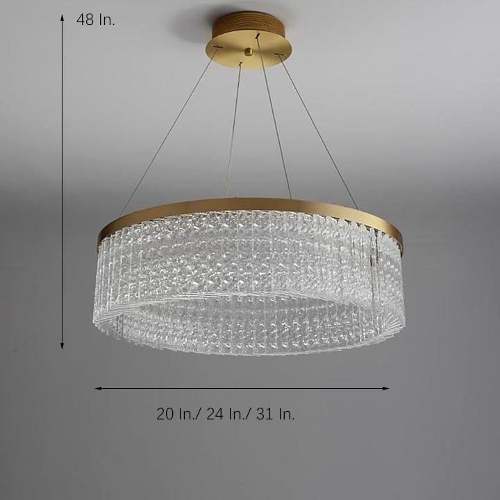 Crystal Glass Drum Pendant Light Modern Luxury Chandelier
