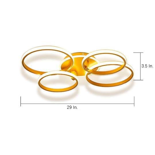 Modern 4-Ring Flush Mount LED Ceiling Light Metal & Silicone