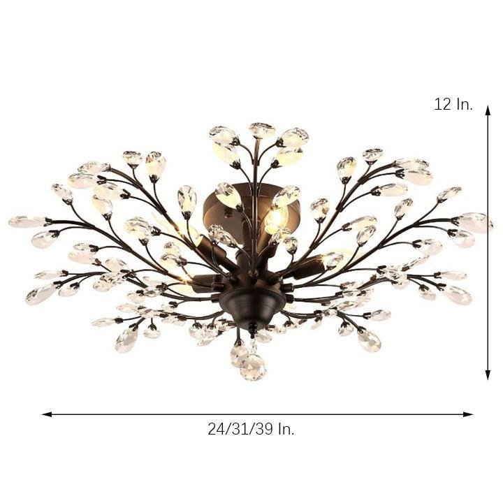 Crystal Flower Chandelier - Modern Ambient Lighting for Living Room