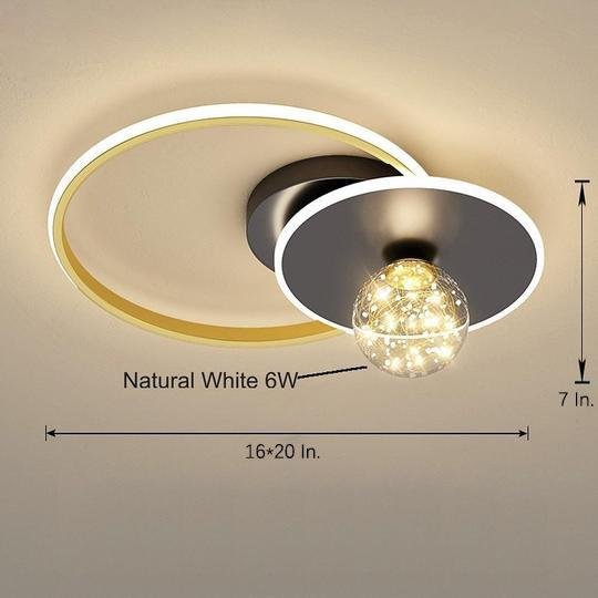 Modern Circle Globe LED Flush Mount Ceiling Light - Metal & Acrylic