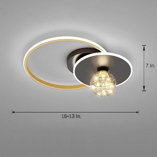 Modern Circle Globe LED Flush Mount Ceiling Light - Metal & Acrylic