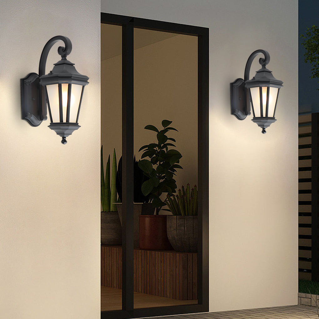 Modern Frosted Glass Outdoor Wall Light with Aluminum Frame