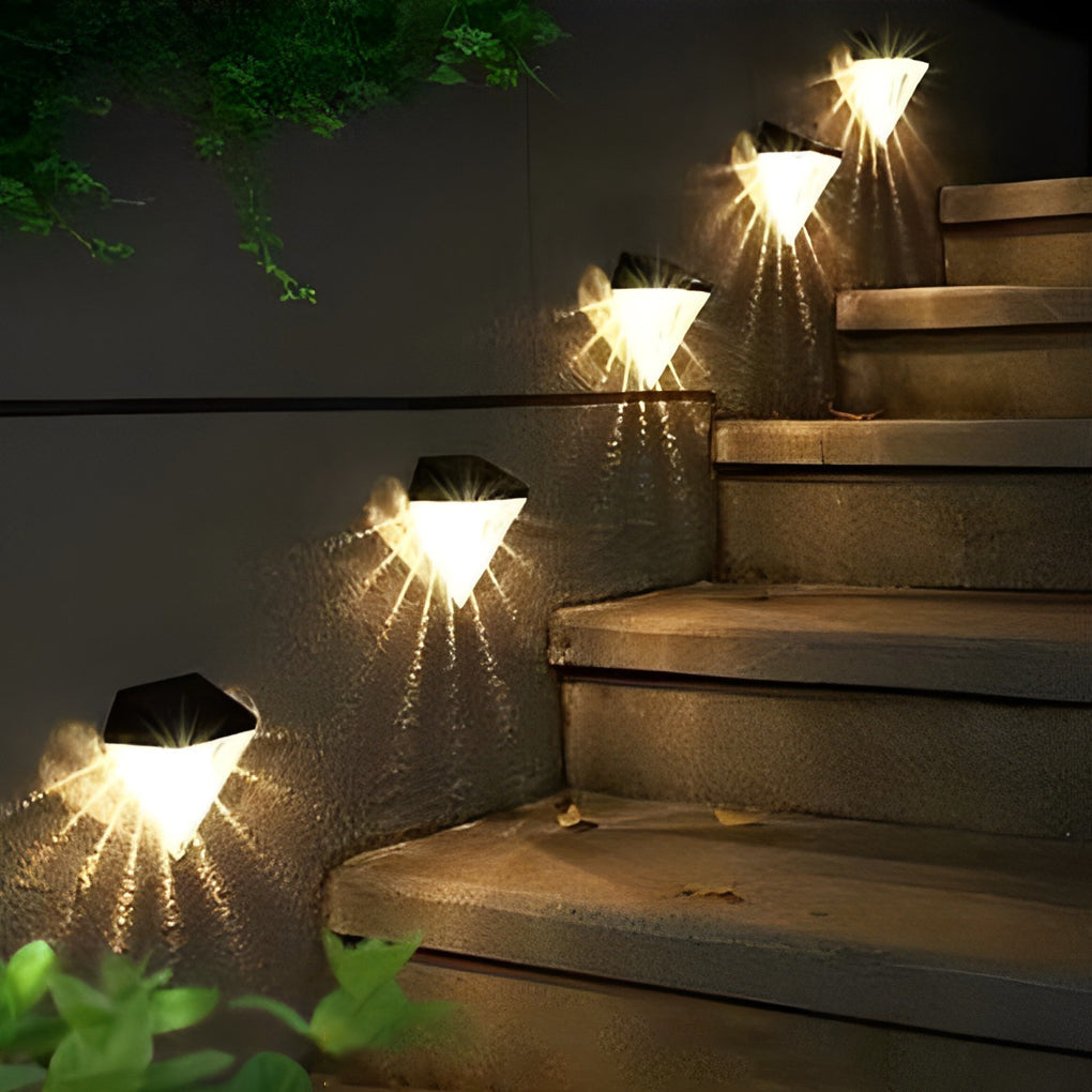 Geometric Solar LED Outdoor Wall Light – Modern Waterproof Black