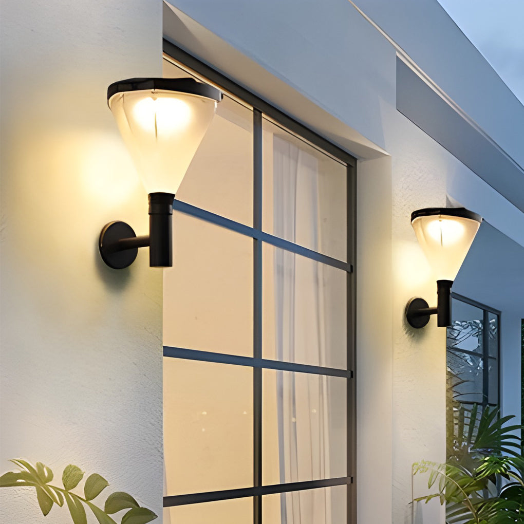 Geometric Solar LED Outdoor Wall Lamp | Waterproof Aluminum Sconce