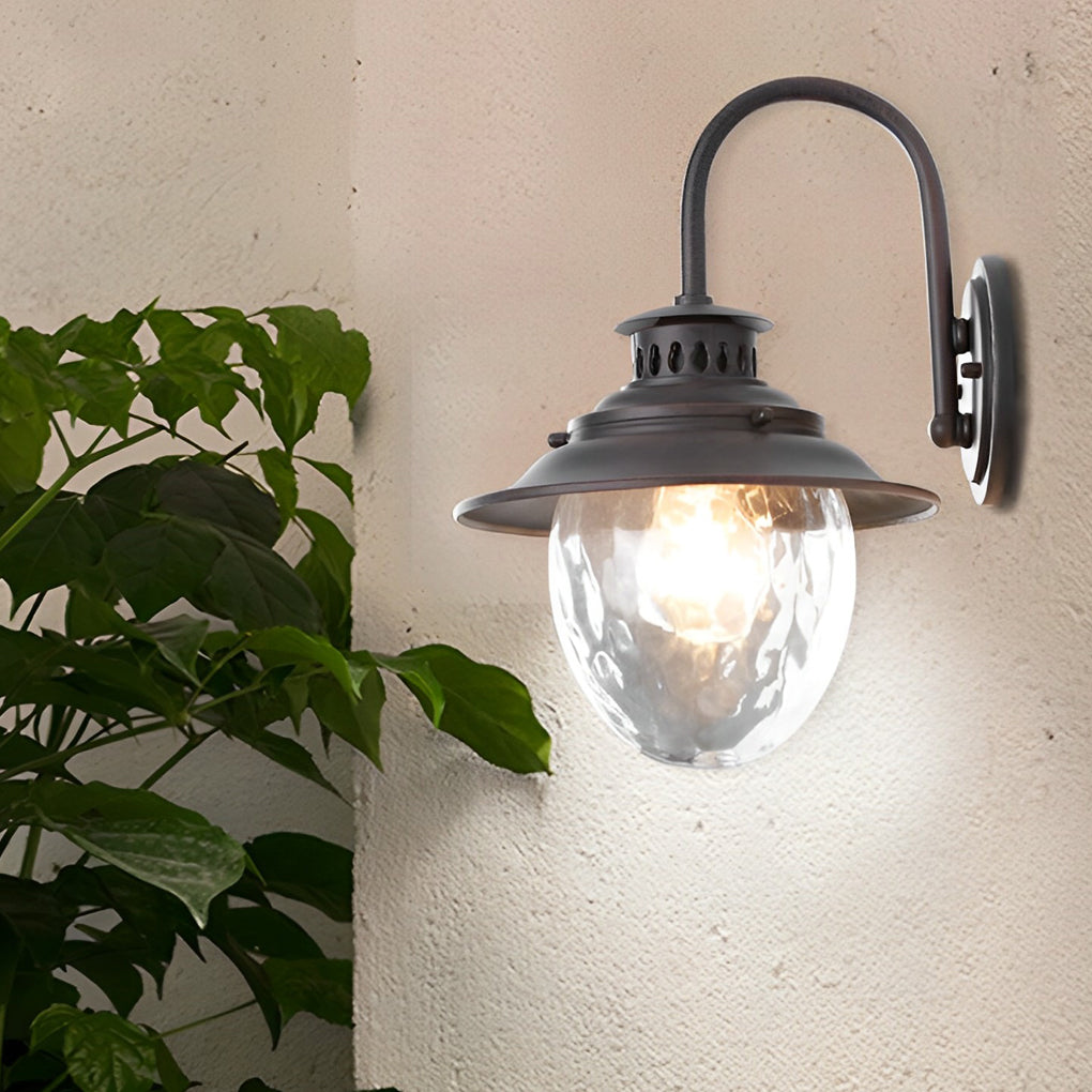 Modern Glass Aluminum Outdoor Wall Sconce with Stone Pattern Design