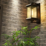 Retro Glass Shade Outdoor Waterproof Wall Light - Brown Aluminum