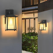 Modern Solar Outdoor Wall Light – Glass & Aluminum Black Sconce