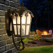 Industrial Glass Outdoor Wall Lamp - Waterproof Black Aluminum
