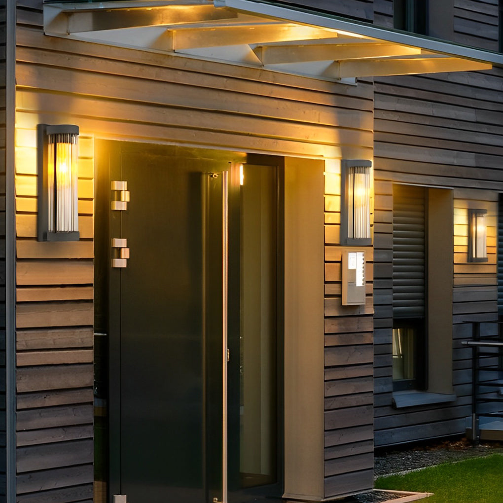 Modern Glass Solar Wall Lamp - Outdoor Waterproof LED Sconce