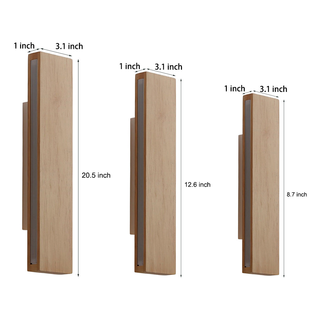 Rotatable Rectangular Wood LED Wall Lamp with Acrylic Shade