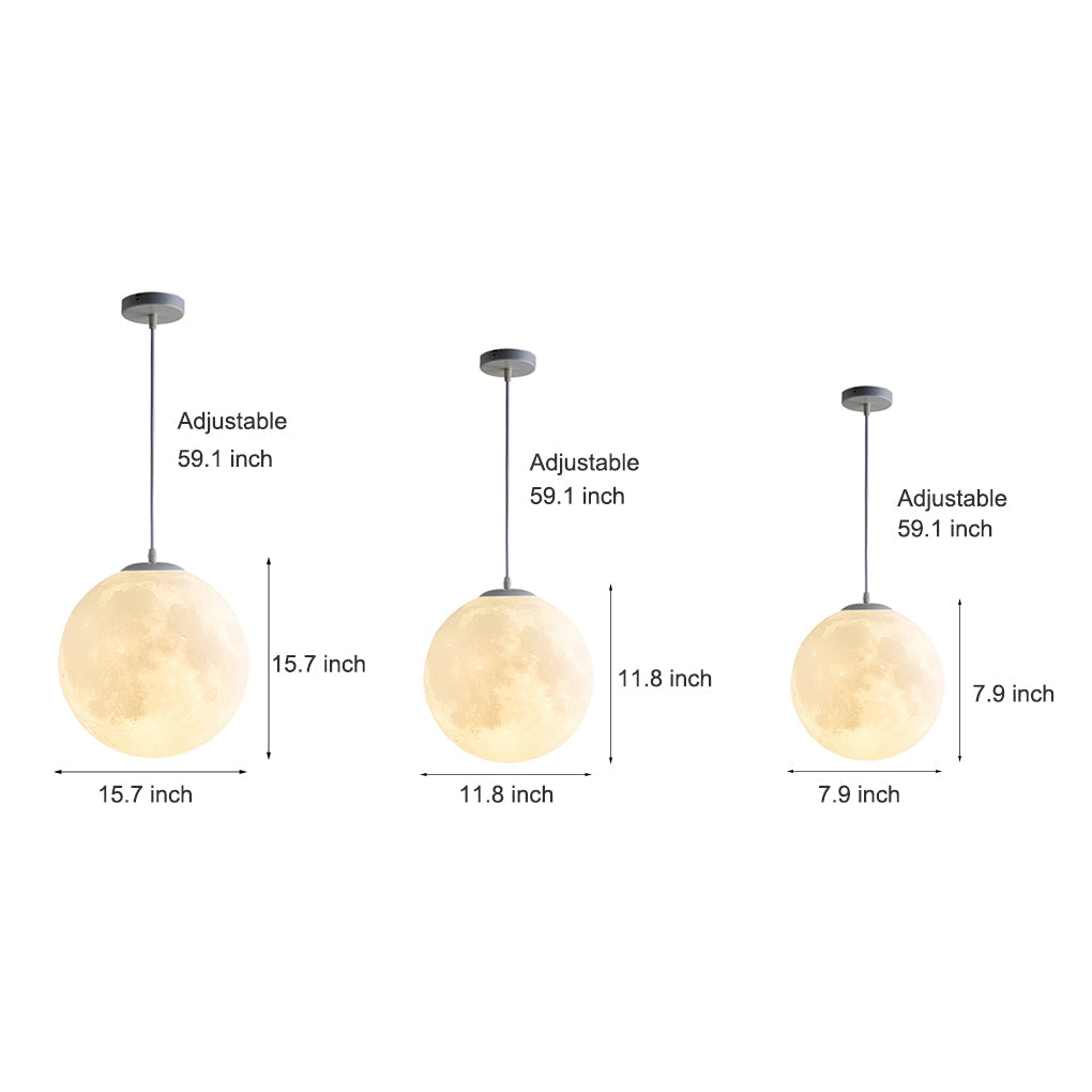 3D Moon Pendant Light Modern Nordic Spherical Hanging Lamp
