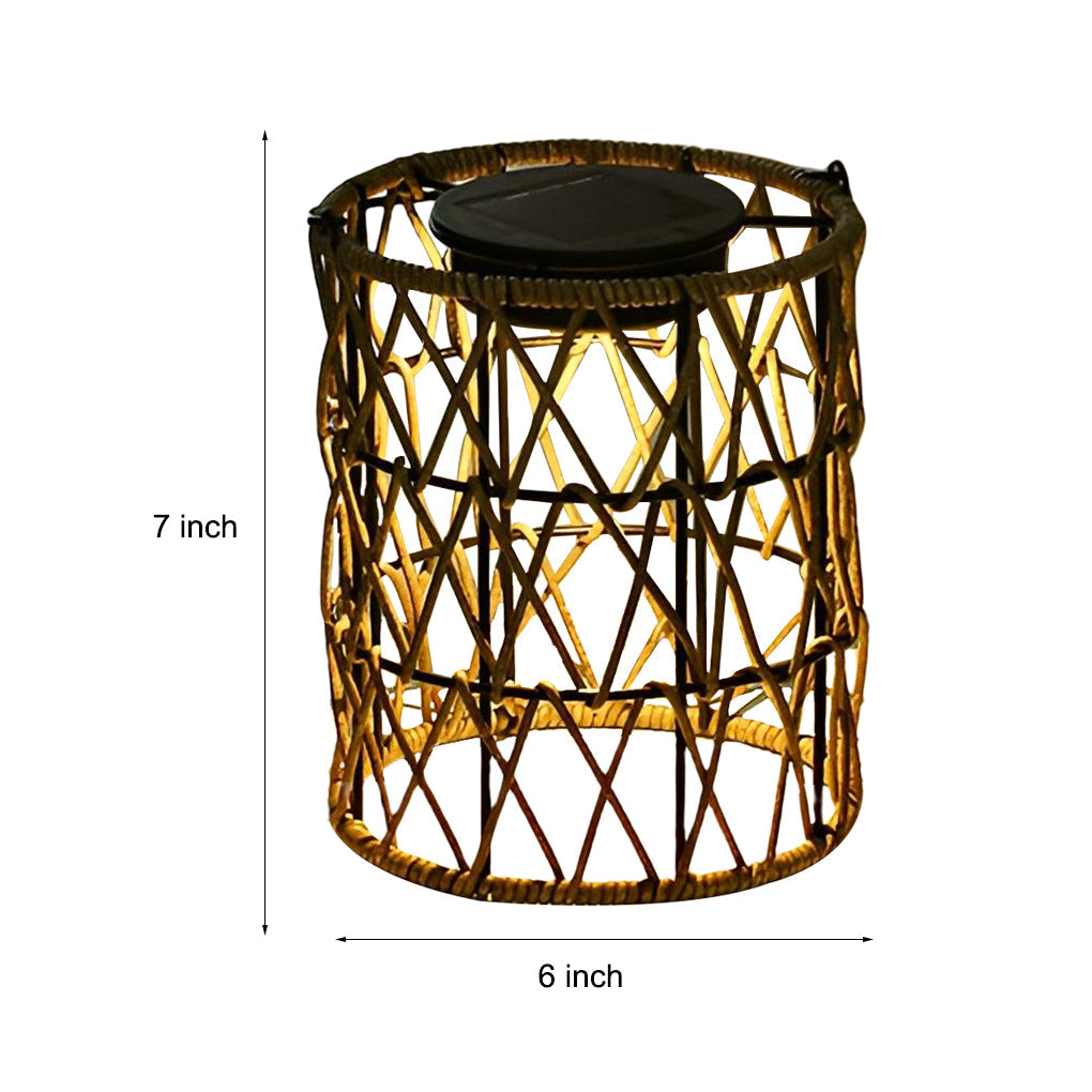 Rattan Solar Lantern Waterproof LED Garden Lawn Light