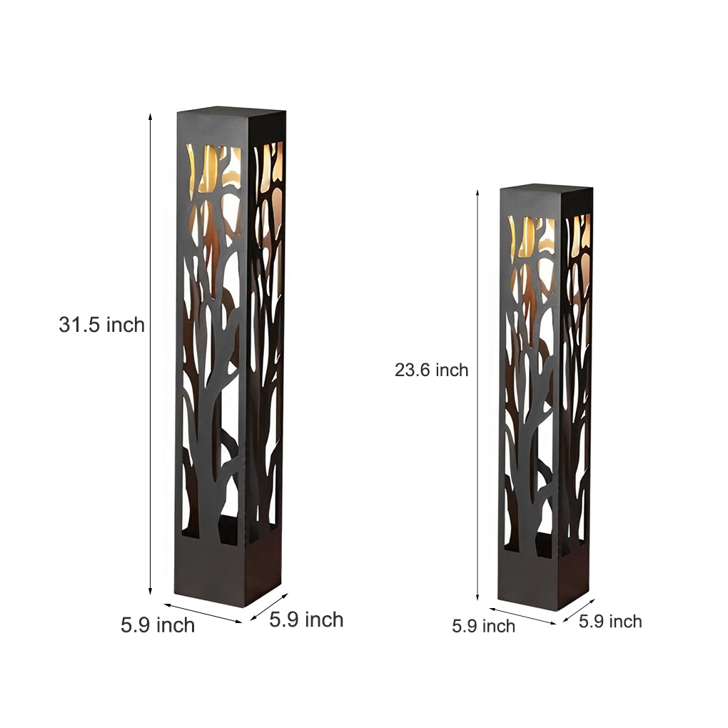 Solar-Powered Lawn Light with Hollow Branch Pattern - Stainless Steel