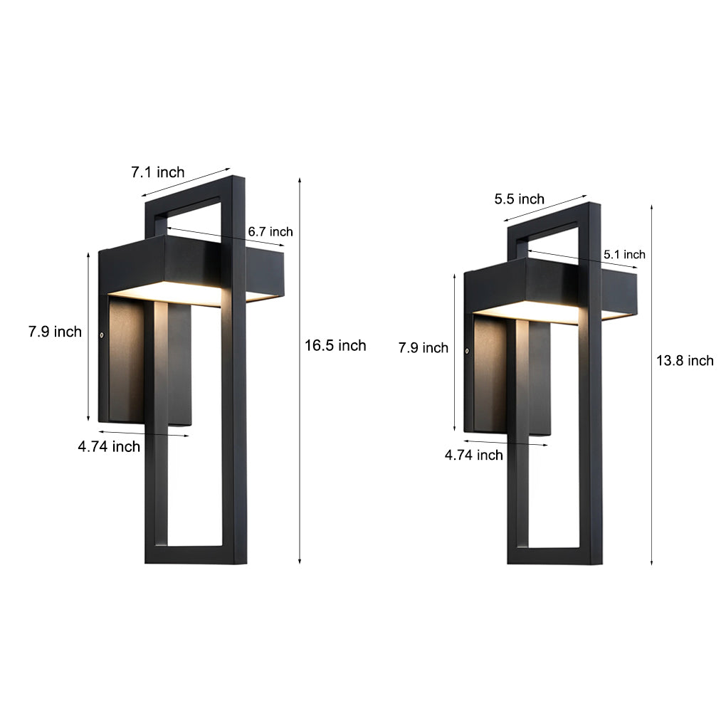 Rectangular Modern LED Outdoor Wall Lamp - Waterproof Black