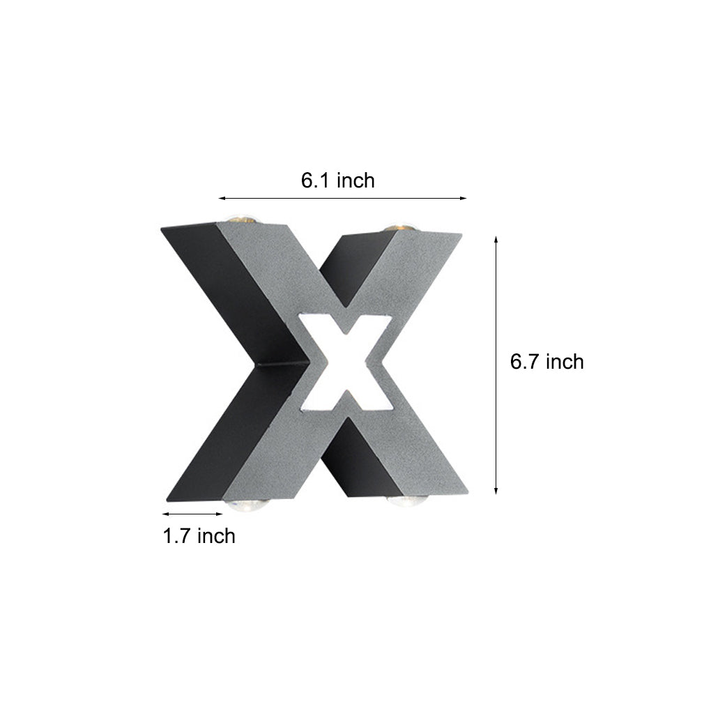 X-Shape Waterproof LED Aluminum Outdoor Wall Light - Modern Black
