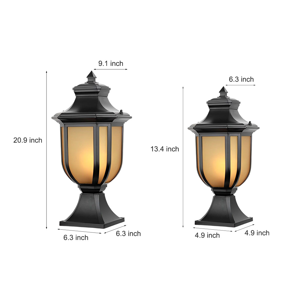 Modern Aluminum Outdoor Post Light with Glass Shade – Waterproof