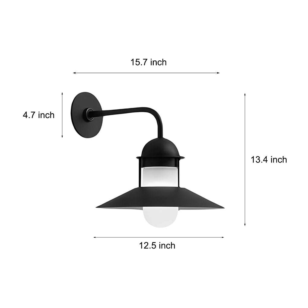 Modern Round Glass Outdoor Wall Light - Black Iron Waterproof