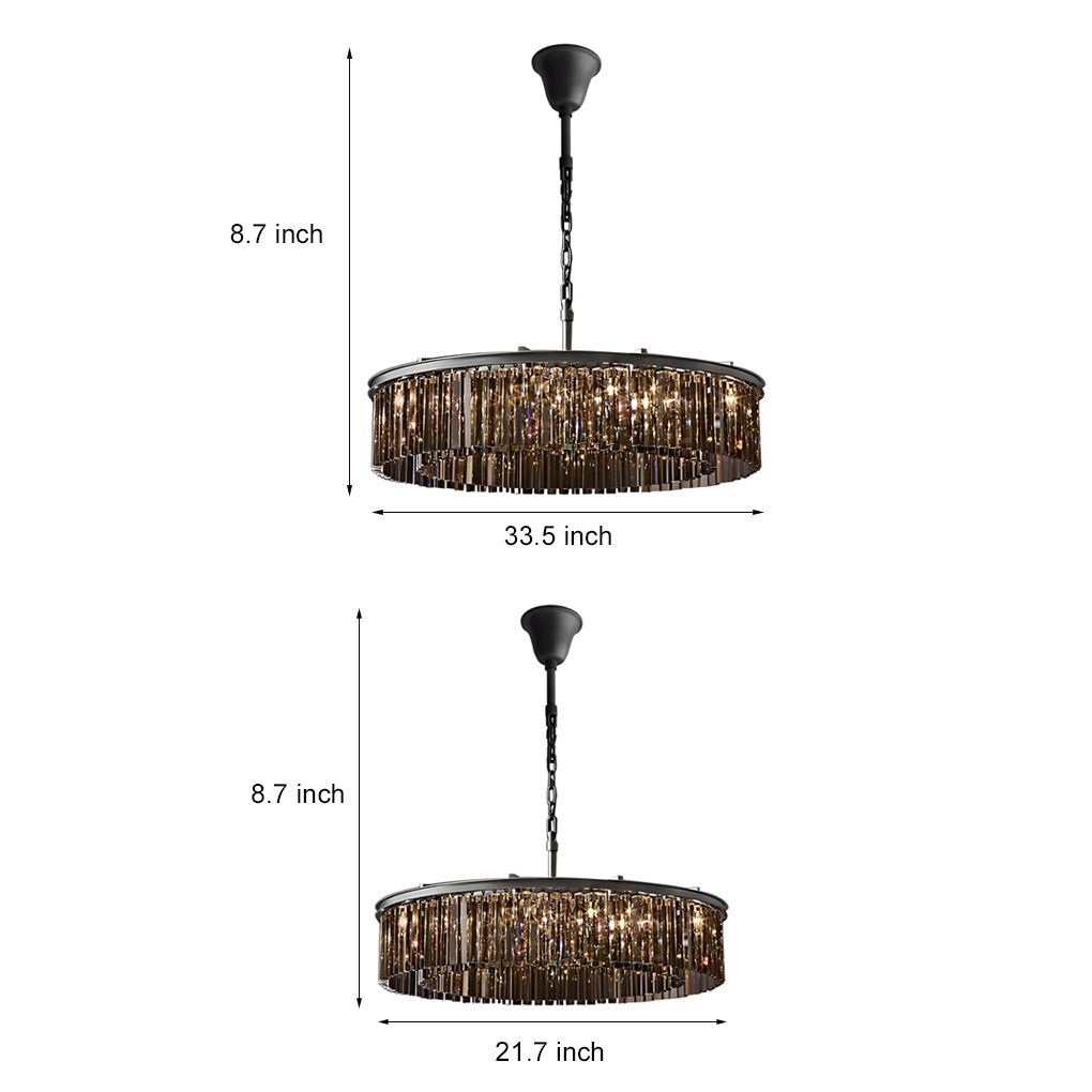 Crystal Metal Chandelier - Mid-Century Modern Round Pendant Light