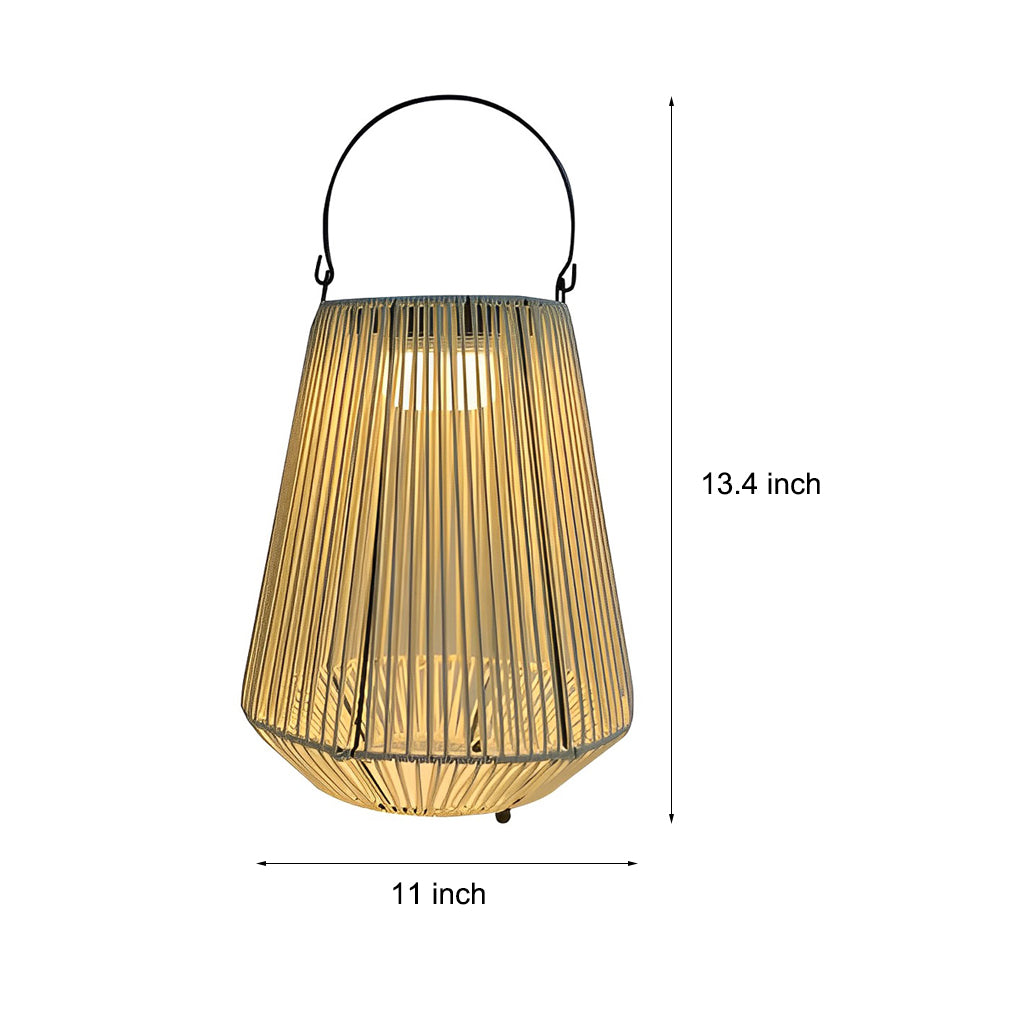 Handwoven Rattan Solar LED Outdoor Lantern with Rotatable Handle