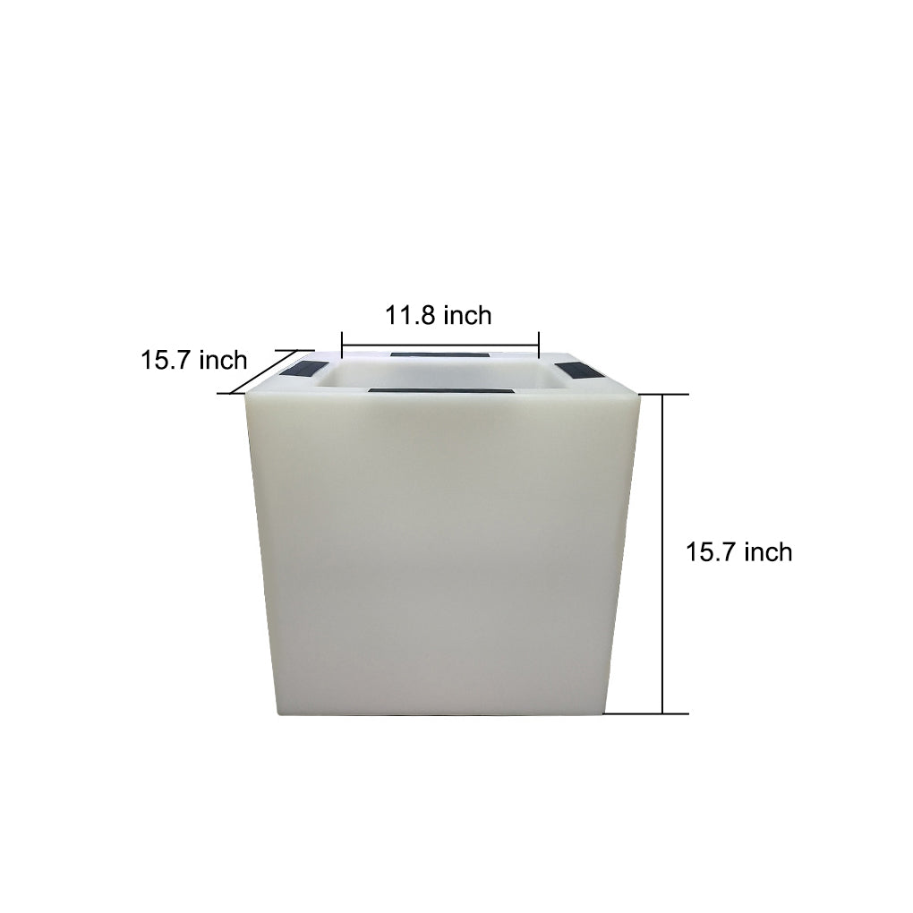 Square Solar LED Illuminated Planter - Waterproof Outdoor