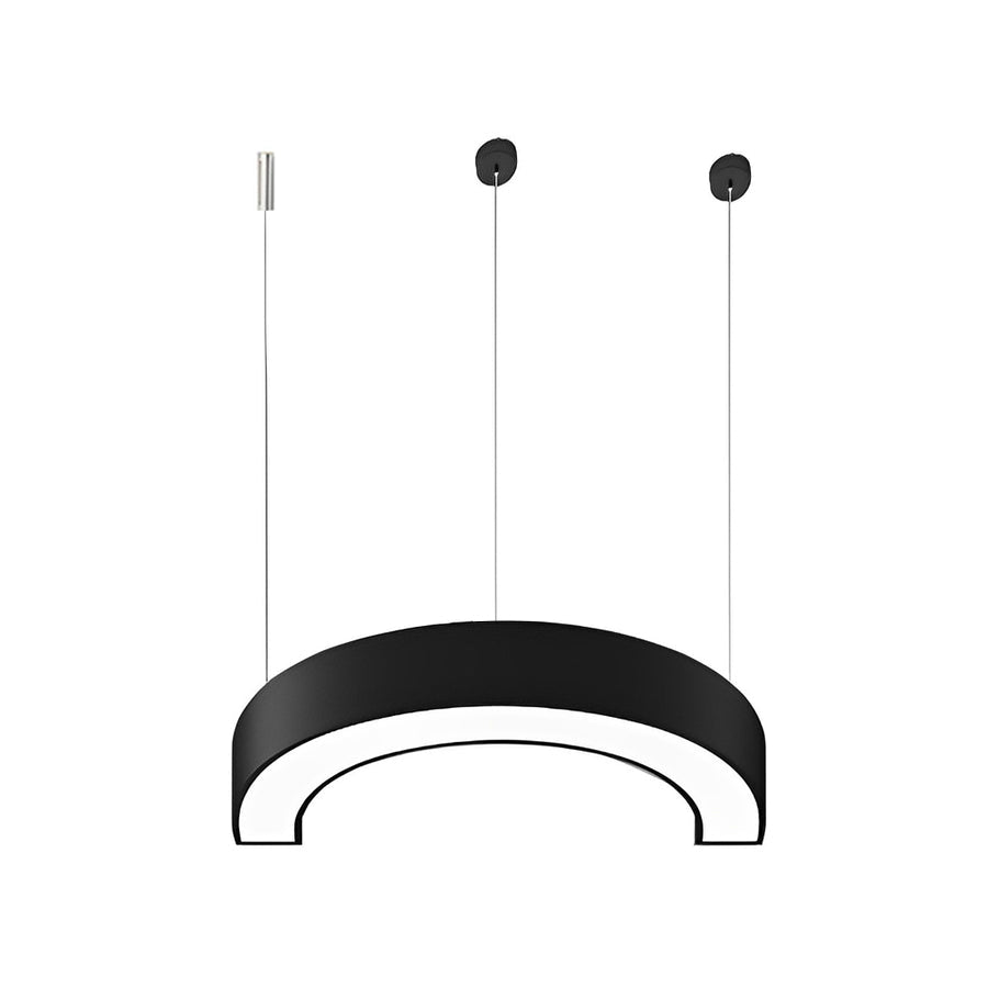 Modern C-Shape LED Pendant Light Half-Circle Profile Black