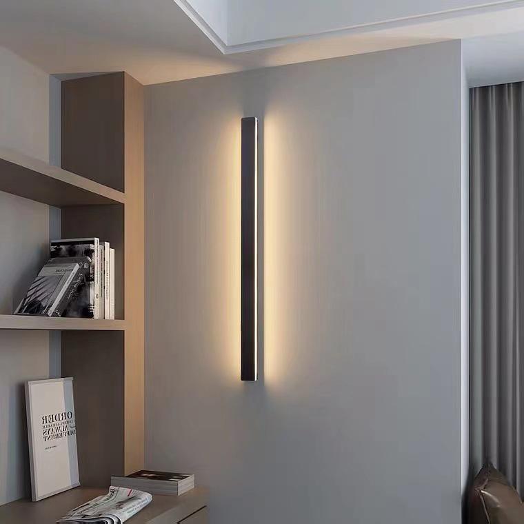 Waterproof Linear LED Outdoor Wall Light Black Metal Porch Lamp