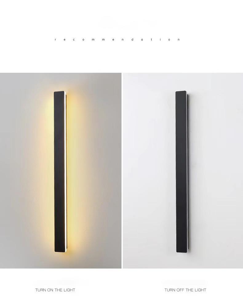 Waterproof Linear LED Outdoor Wall Light Black Metal Porch Lamp