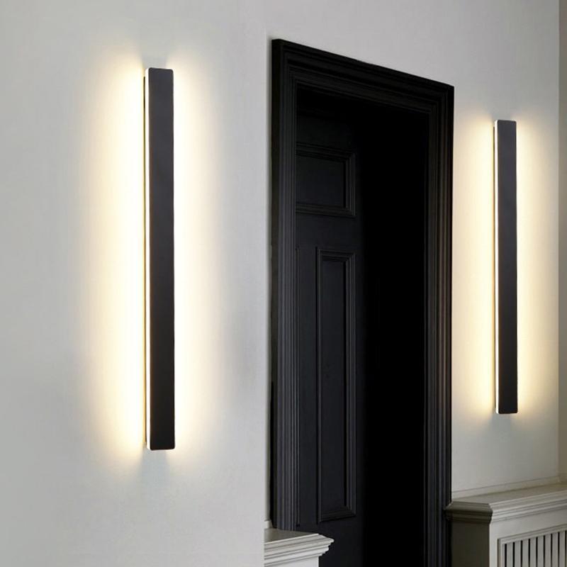 Waterproof Linear LED Outdoor Wall Light Black Metal Porch Lamp