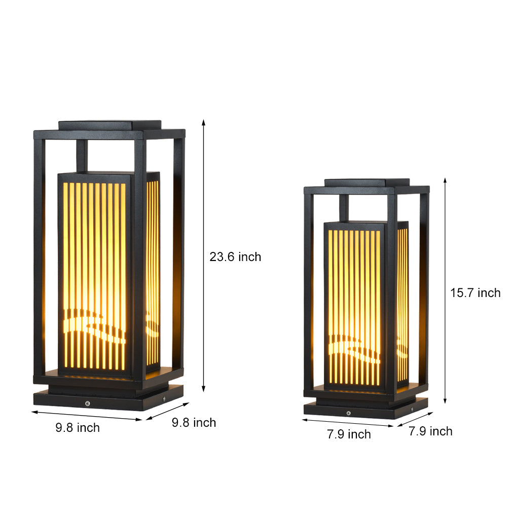 Modern Geometric LED Outdoor Lantern – Solar or Hardwired Black Metal