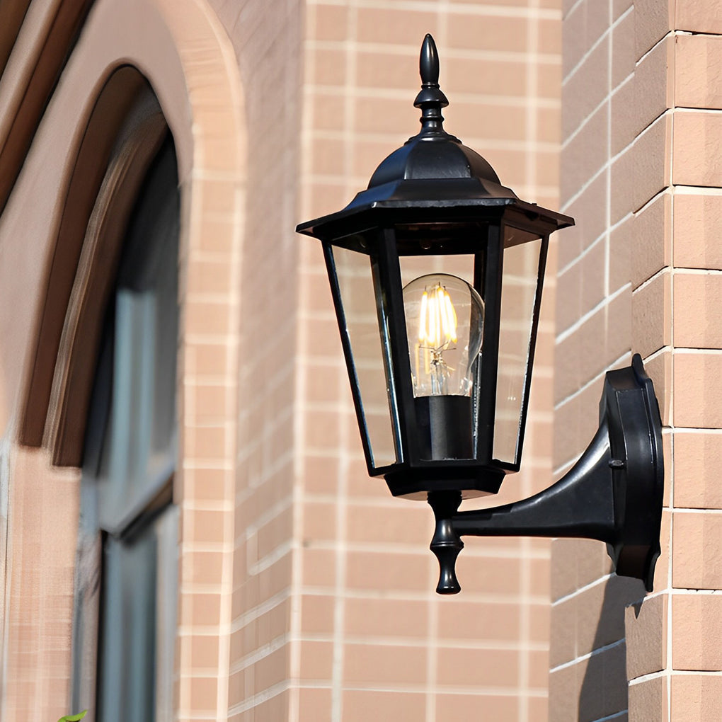 Hexagonal Outdoor Wall Light - Die-Cast Aluminum & Glass
