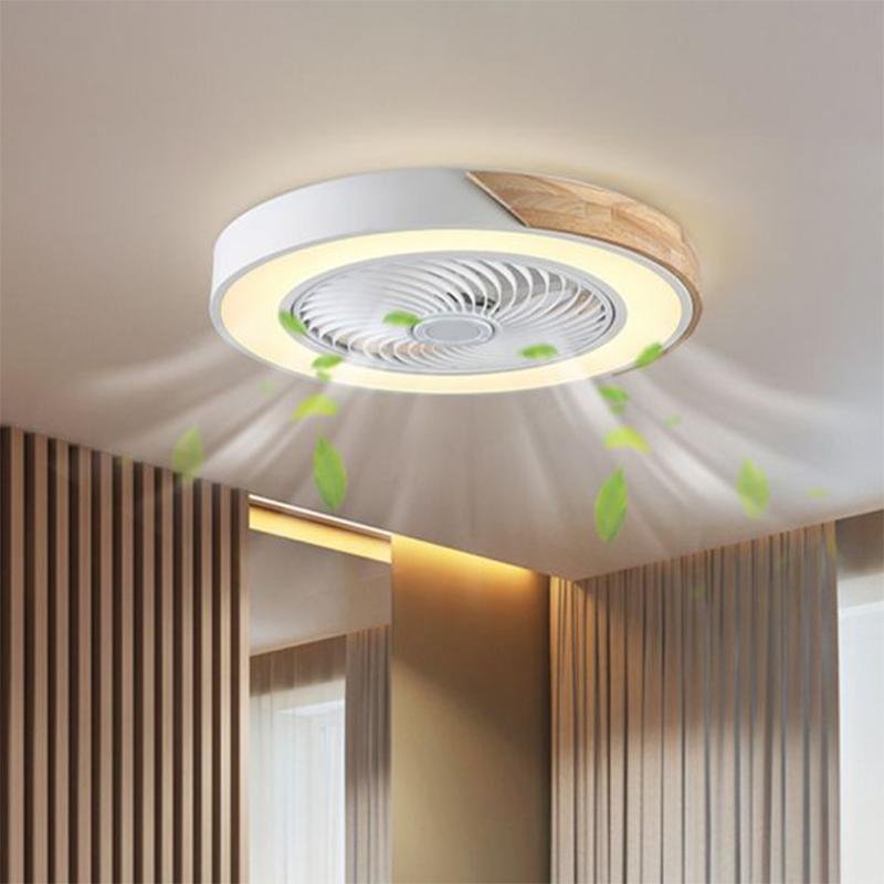 21" Modern Bladeless Ceiling Fan Light Flush Mount with LED