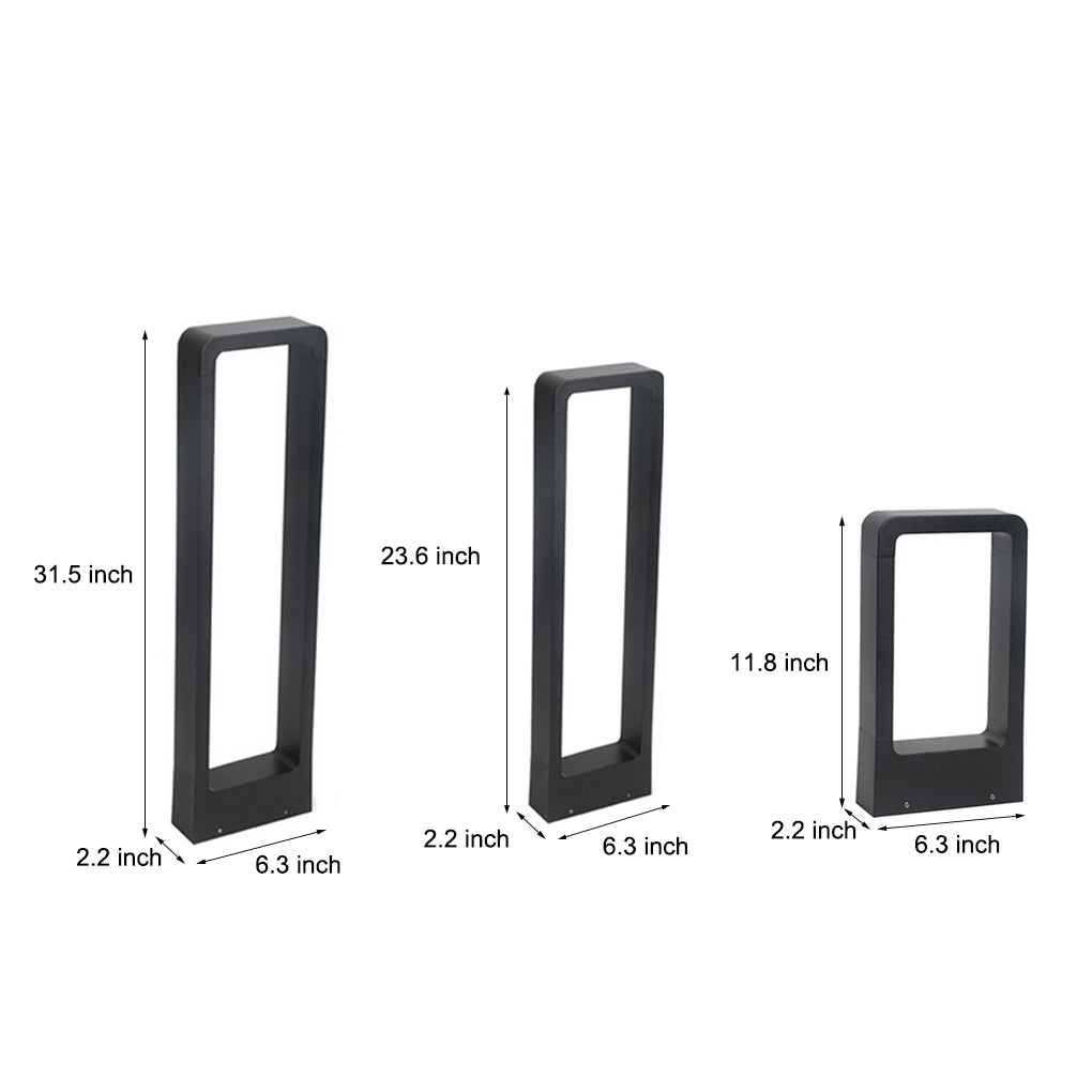 Rectangular COB LED Outdoor Path Light - Minimalist Black Aluminum