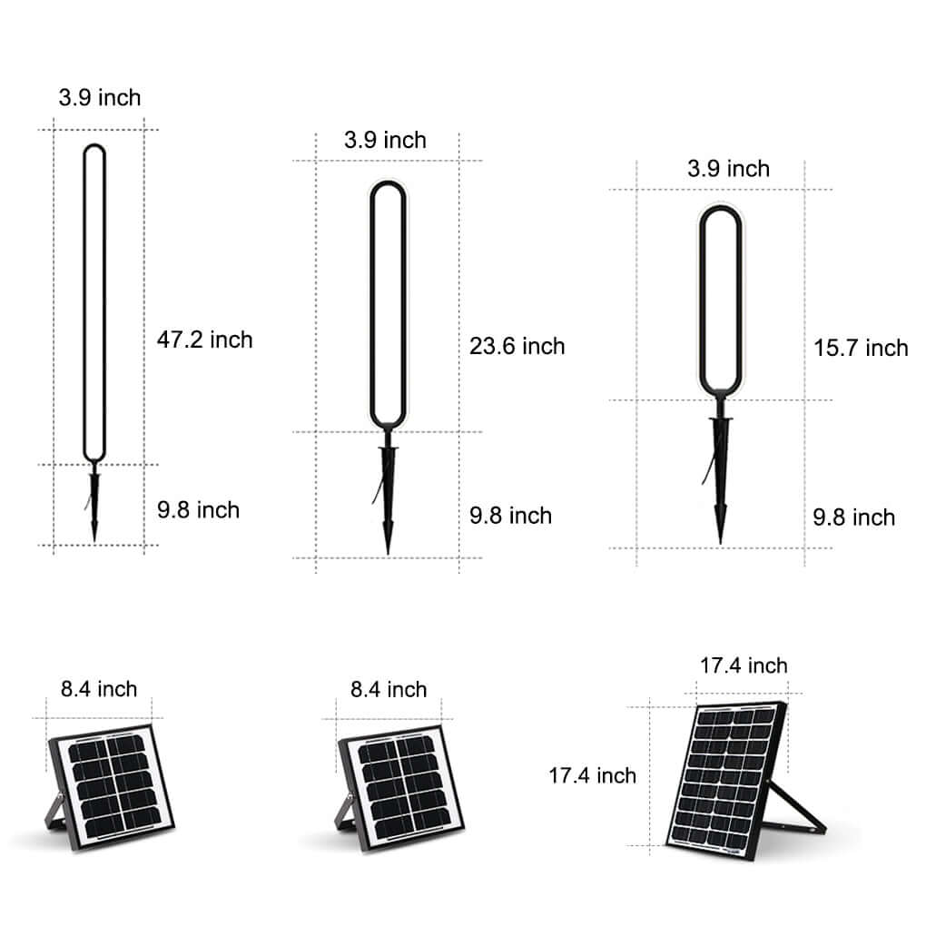 Sleek Black Oval Ring LED Solar Landscape Light Modern Outdoor