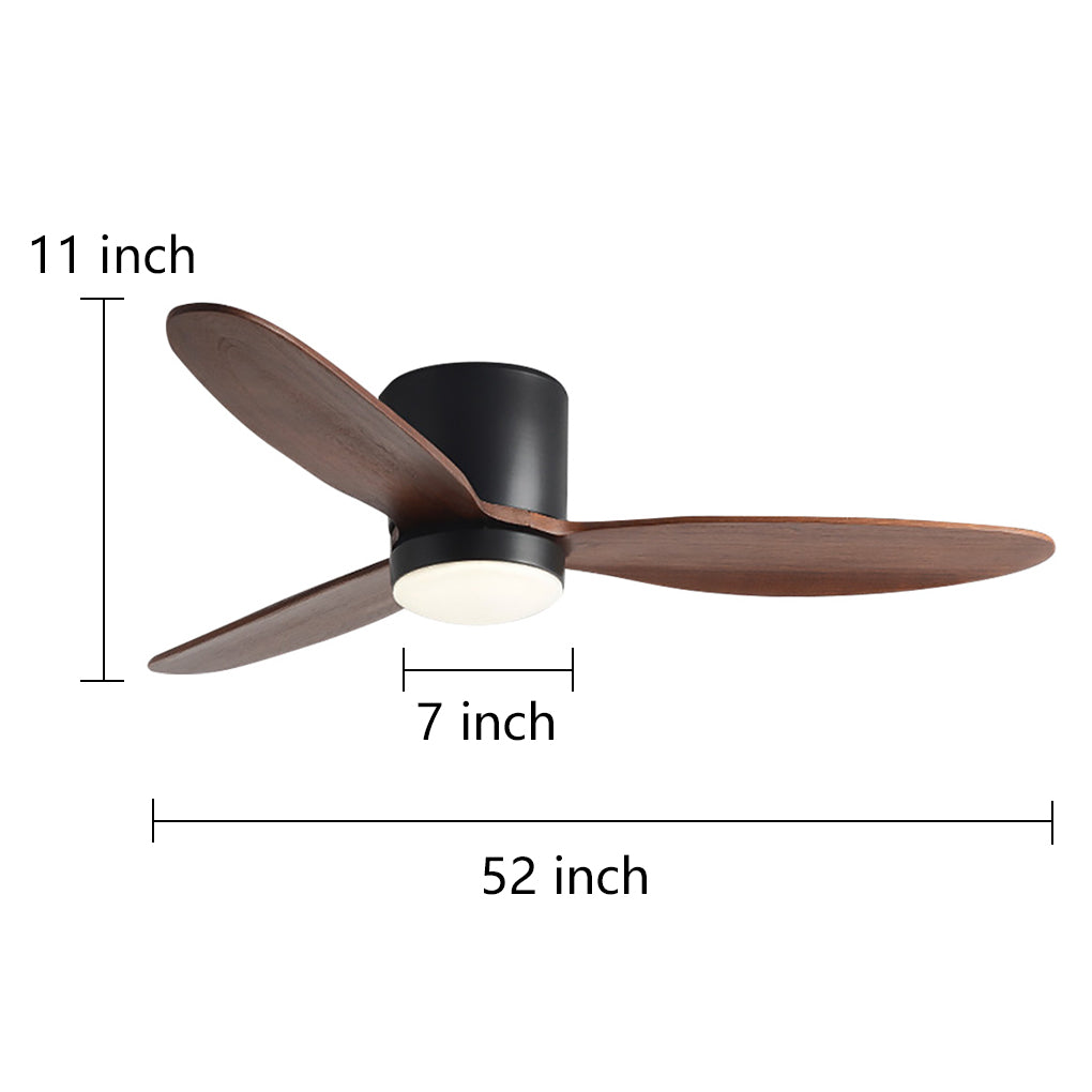 Silent LED Ceiling Fan with Light - Modern Nordic Flush Mount