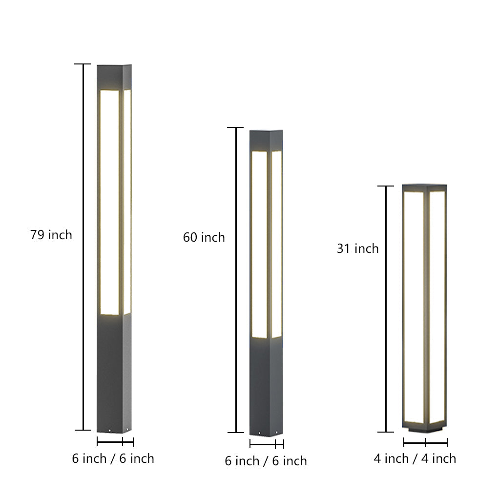 Solar Bollard Light Waterproof Aluminum Outdoor Landscape Lighting