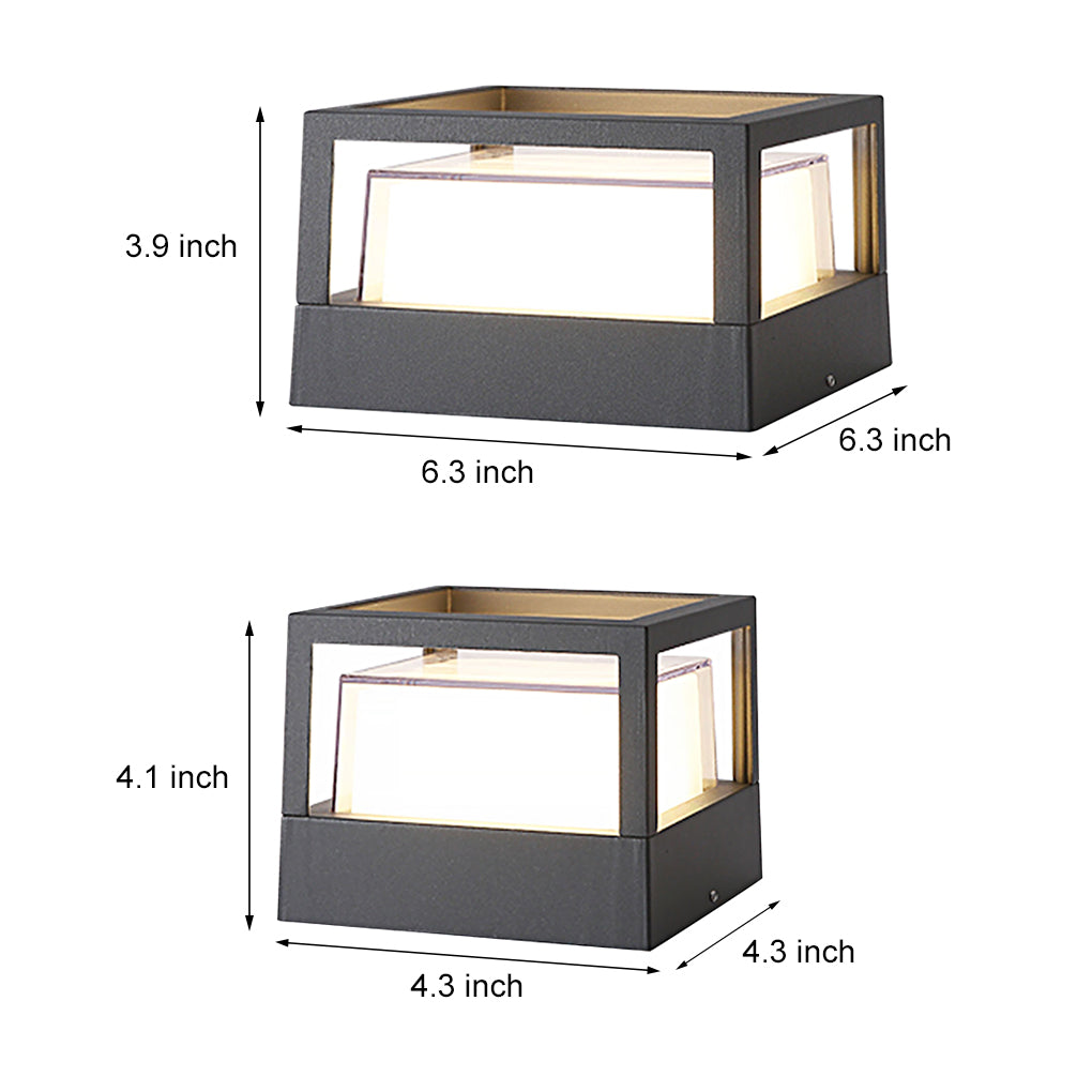 Square Double Layer Modern Outdoor Pier Mount Post Light