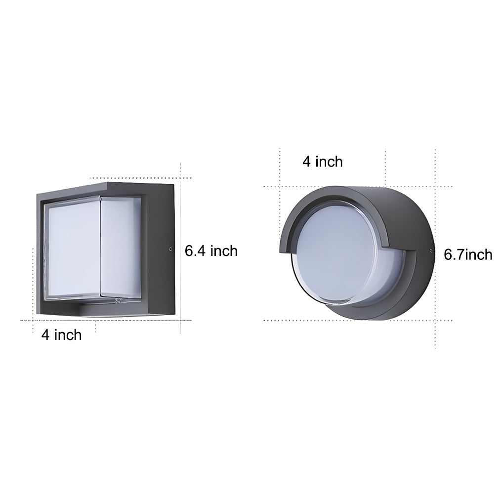 Modern Outdoor Wall Light Round & Square Waterproof Aluminum