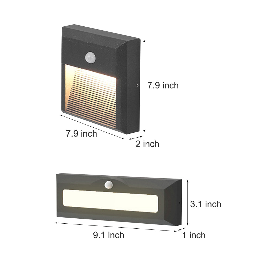 Motion Sensor LED Step Light – Aluminum & Glass Outdoor Wall Light