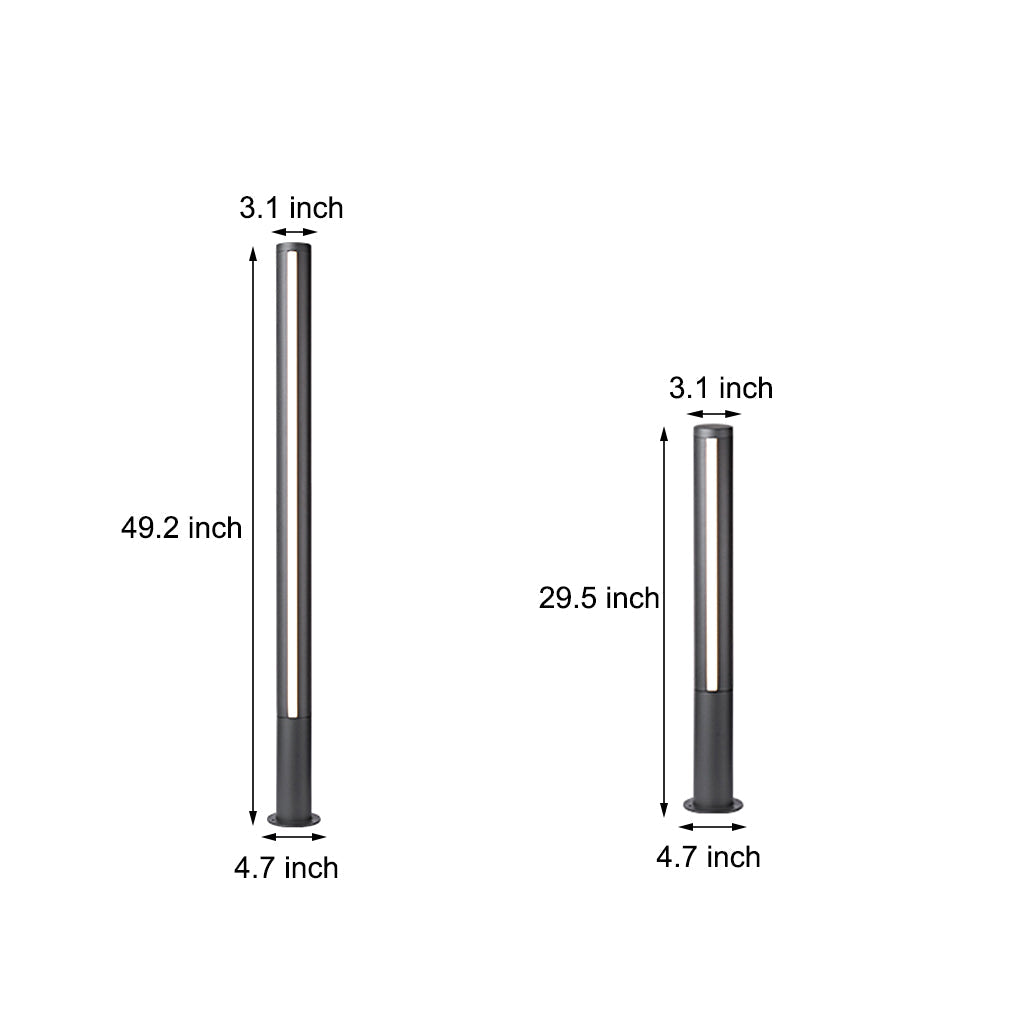 Modern LED Bollard Light - Industrial Outdoor Post Lamp - Aluminum