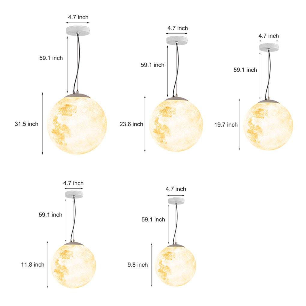 Outdoor Moon Textured Pendant Light Waterproof Resin Chandelier