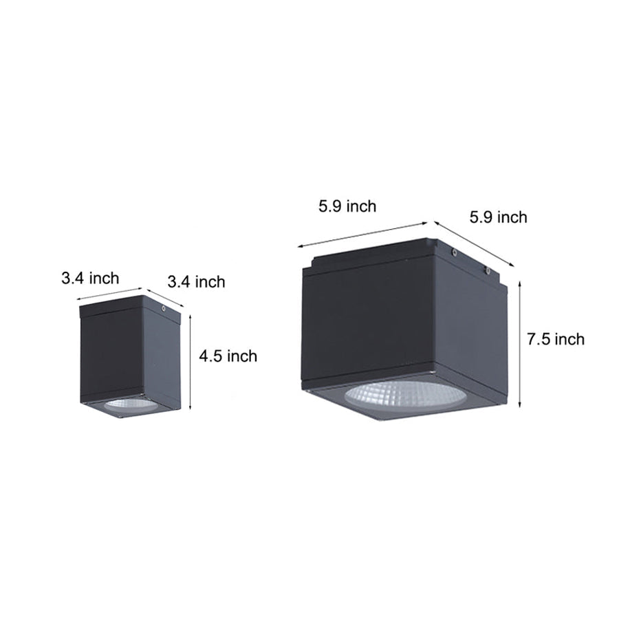 Square Waterproof LED Ceiling Light Industrial Aluminum Glass