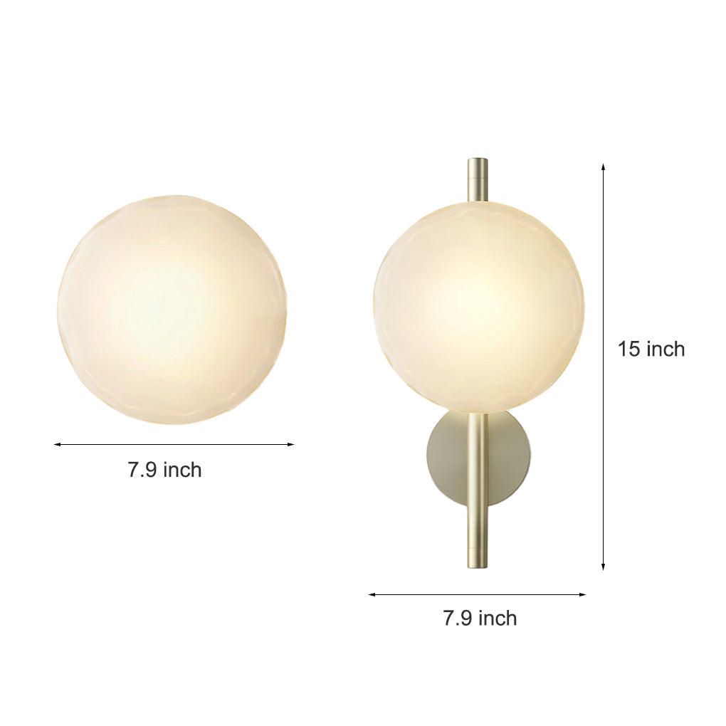 Round Glass Shell Wall Sconce Modern Bedside Study Light