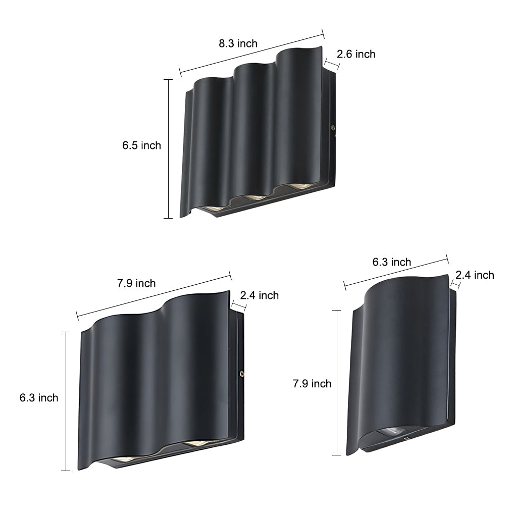 Wave Arc LED Outdoor Wall Light - Waterproof Aluminum Sconce