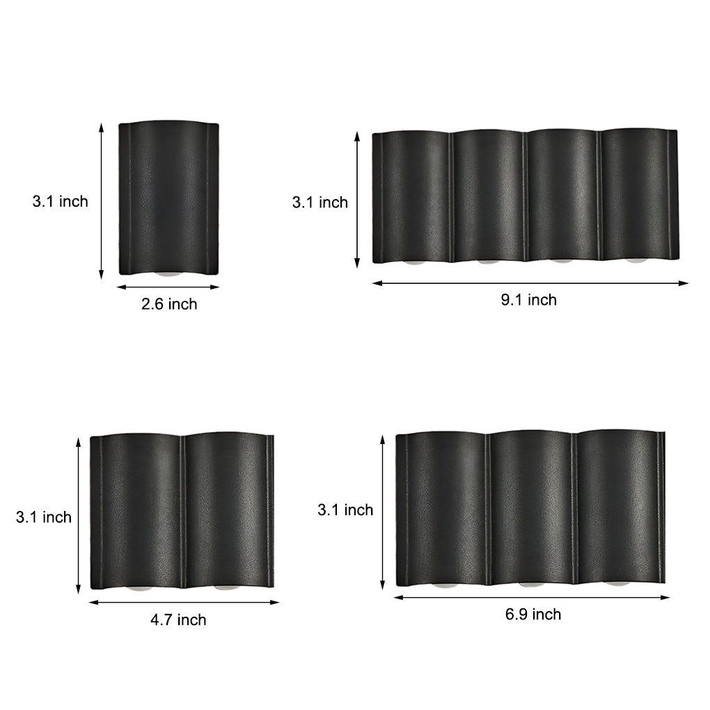 Wave Arc LED Outdoor Wall Light Waterproof Up Down Sconce Black