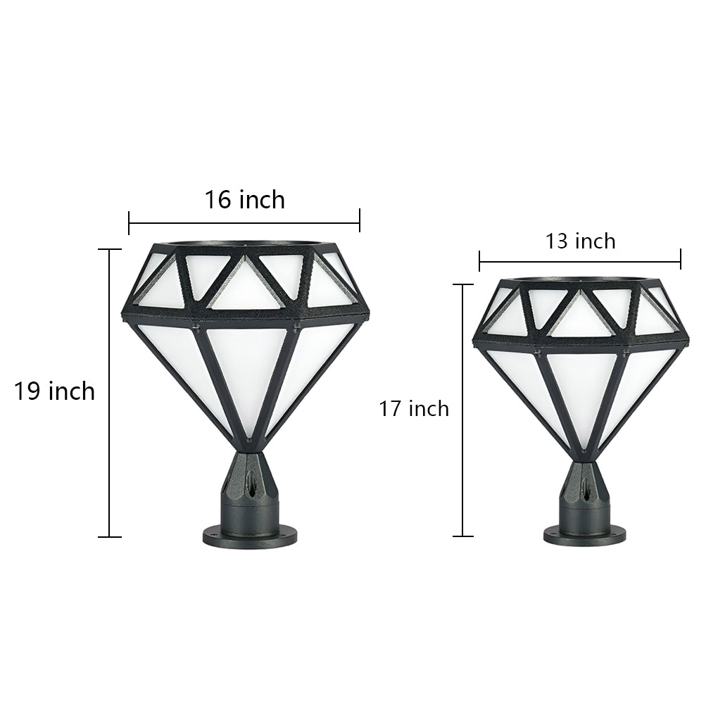 Diamond-Shaped LED Outdoor Post Light Waterproof Aluminum Fence