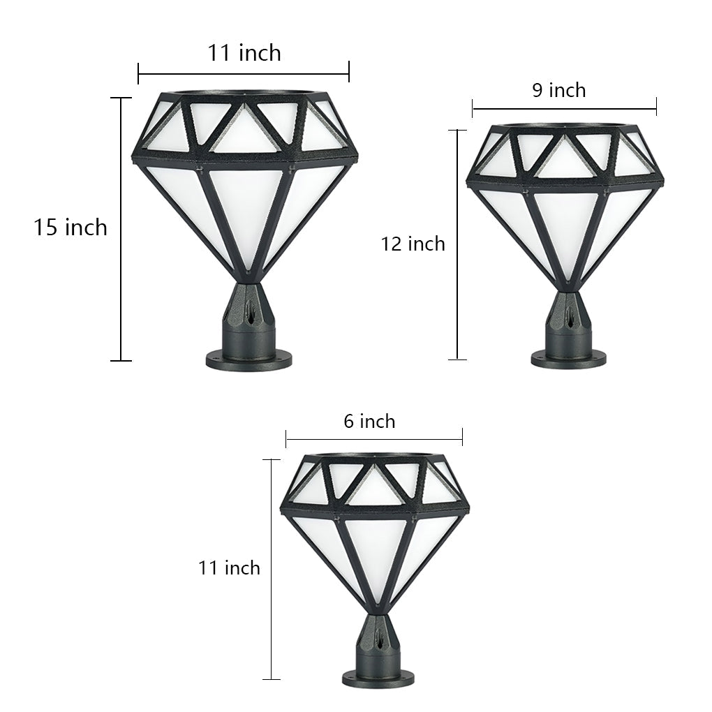 Diamond-Shaped LED Outdoor Post Light Waterproof Aluminum Fence