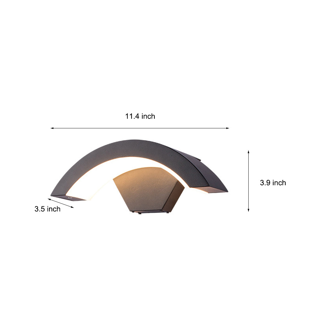 Industrial Curved LED Outdoor Wall Light Black Aluminum Downlight