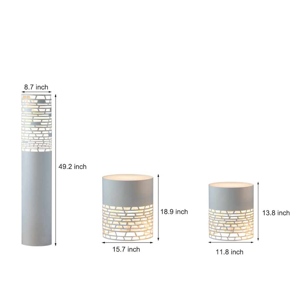 Hollow Mesh LED Cylinder Light Freestanding Outdoor Garden Lamp