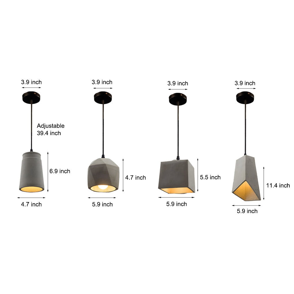 Industrial Cement Pendant Light with Geometric Design